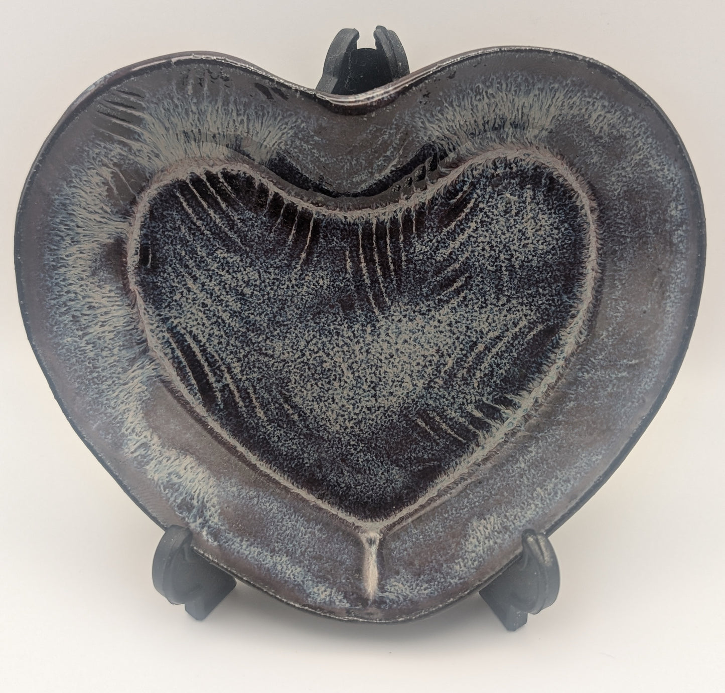 Small leaf print heart dish -