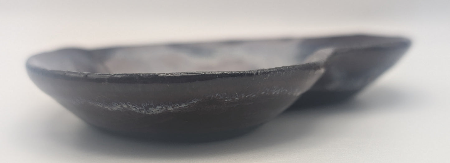 Small leaf print heart dish -