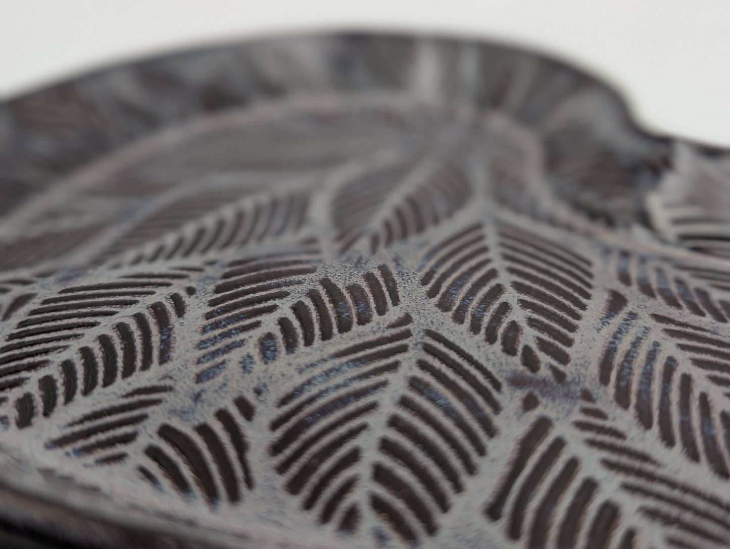 Large leaf print heart dish -