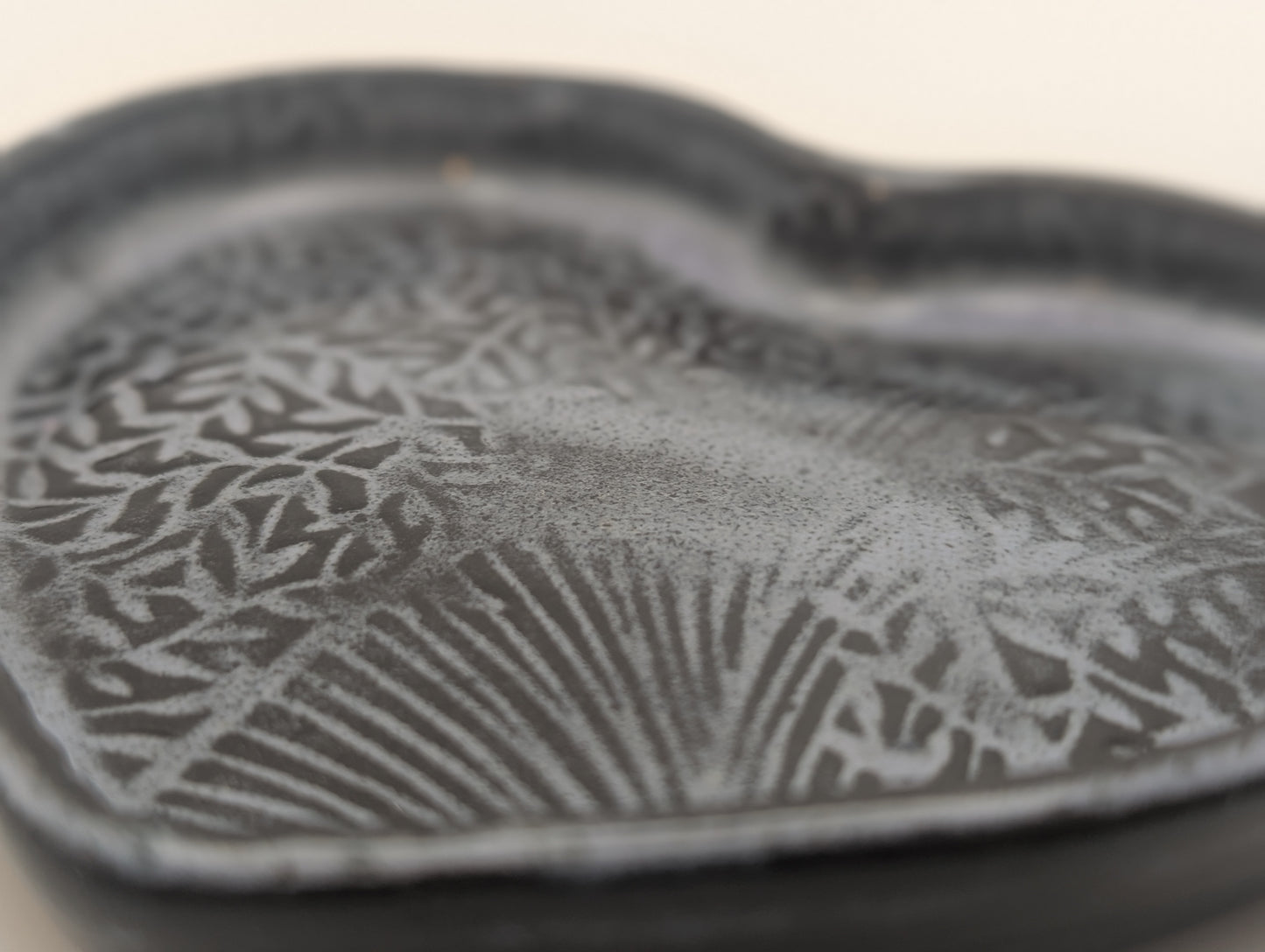 Small leaf print heart dish - ii