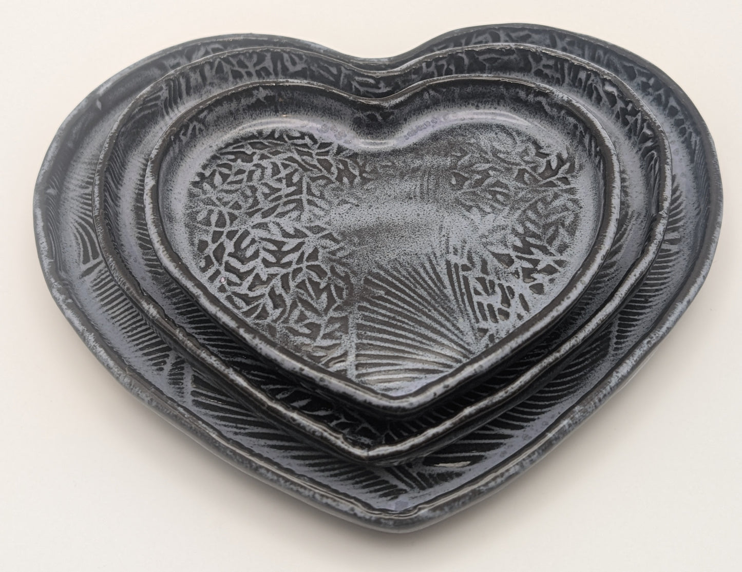 Small leaf print heart dish - ii