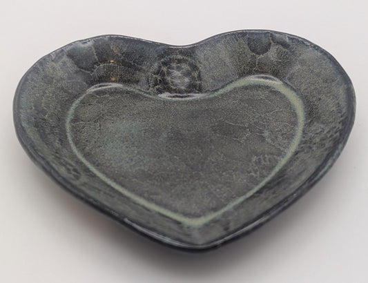 Small flower print heart dish -