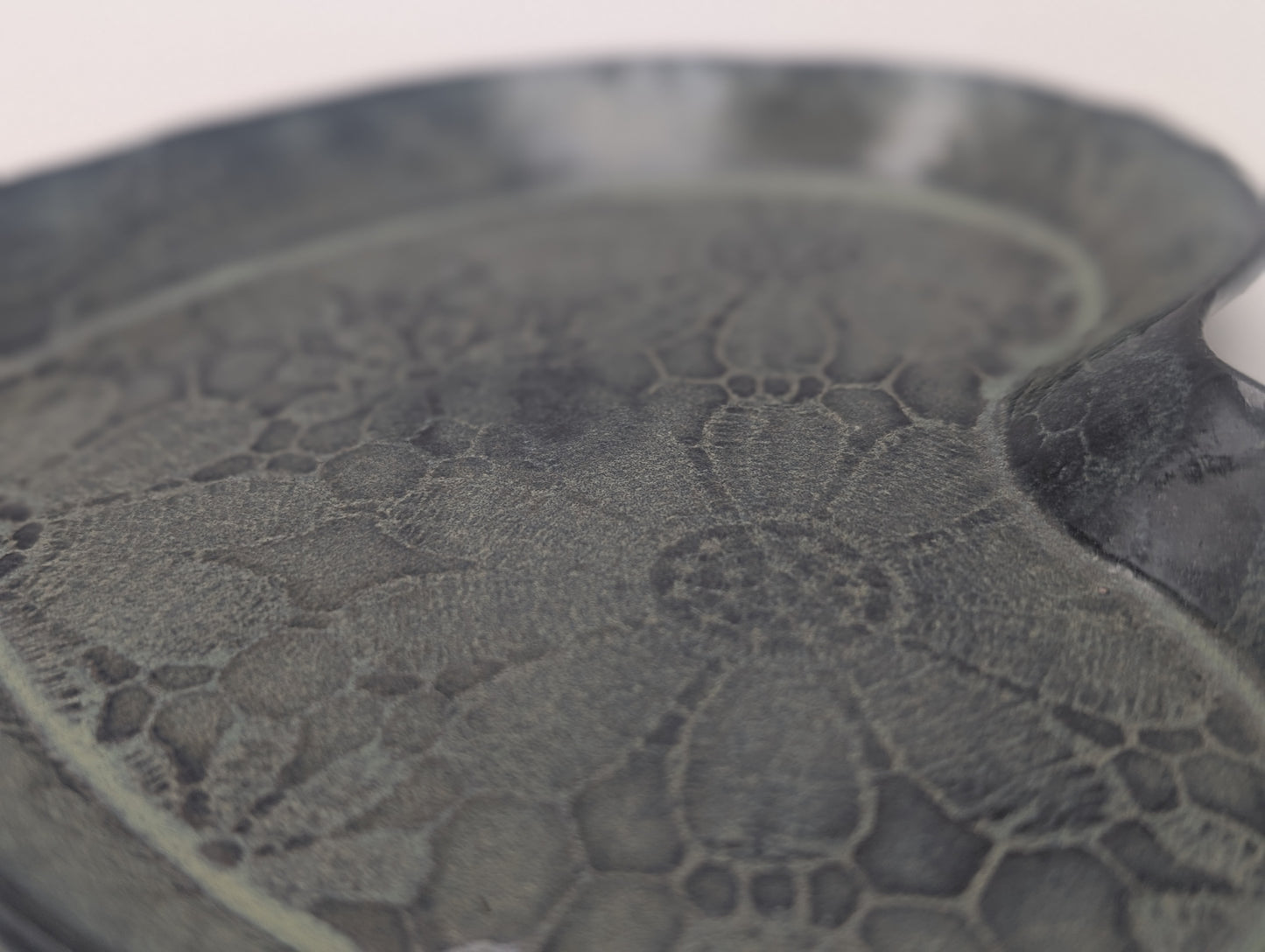 Large flower print heart dish -