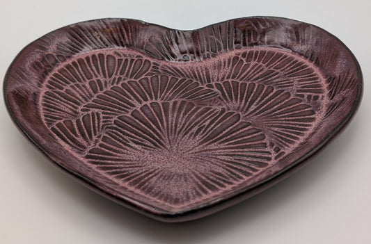 Large flower print heart dish - Sangria