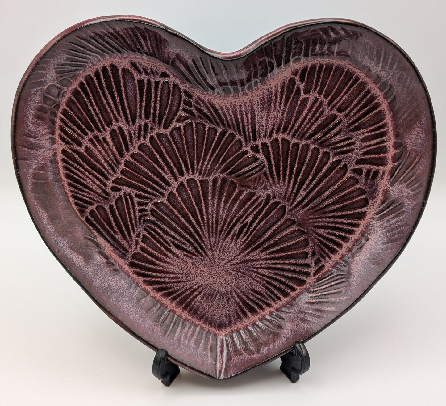 Large flower print heart dish - Sangria